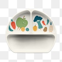 PNG Cute veggies cartoon baby dish, transparent background