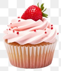 PNG Strawberry cupcake dessert cream transparent background