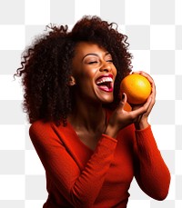 PNG Laughing portrait orange fruit. 