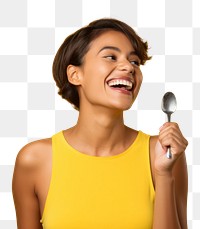 PNG Spoon laughing portrait eating. AI generated Image by rawpixel.