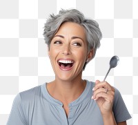 PNG Spoon laughing portrait adult. AI generated Image by rawpixel.