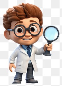 PNG Magnifying scientist cute transparent background. 