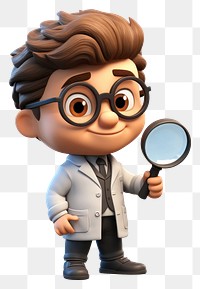 PNG Magnifying scientist portrait cute. 