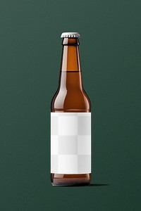 Beer bottle label png mockup, transparent design