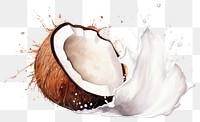 PNG Coconut splattered freshness splashing. 