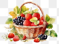 PNG Basket fruit strawberry blueberry. 