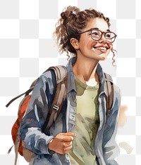 PNG Backpack portrait glasses smile. 