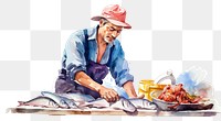PNG Adult food fish fisherman. AI generated Image by rawpixel.