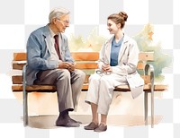 PNG Patient sitting bench furniture. 