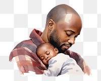 PNG Portrait newborn hugging father. 