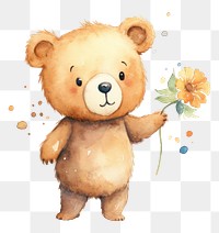 PNG Flower cute bear toy. 