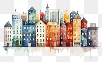 PNG Building architecture painting city. AI generated Image by rawpixel.