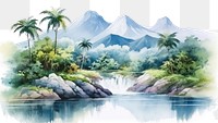 PNG Landscape mountain outdoors painting. AI generated Image by rawpixel.