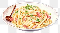 PNG Spaghetti carbonara pasta plate. 