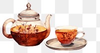 PNG Teapot saucer cup mug. AI generated Image by rawpixel.