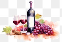 PNG Wine bottle grapes glass. AI generated Image by rawpixel.