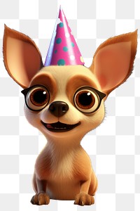 PNG Chihuahua birthday dessert cartoon. 