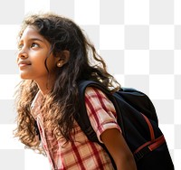 PNG Backpack portrait photo girl. 