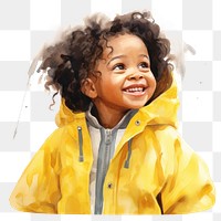 PNG Portrait raincoat yellow smile. 