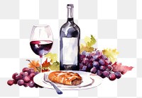 PNG Wine bottle grapes plate. AI generated Image by rawpixel.
