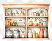 PNG Furniture shelf jar arrangement. AI generated Image by rawpixel.