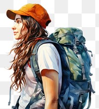 PNG Backpacking adult hairstyle happiness. AI generated Image by rawpixel.