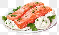 PNG Seafood salmon cream meal, digital paint illustration.