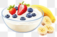 PNG Blueberry banana strawberry dessert, digital paint illustration.