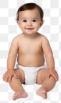 PNG Portrait sitting baby undergarment. 