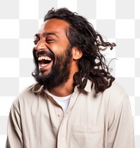 PNG Laughing adult smile dreadlocks. 