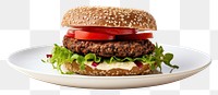 PNG  Plate food hamburger vegetable. AI generated Image by rawpixel.