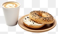 PNG Bagel coffee bread plate. AI generated Image by rawpixel.