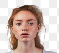 PNG Portrait freckle adult woman. 