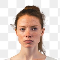 PNG Portrait freckle adult woman. 