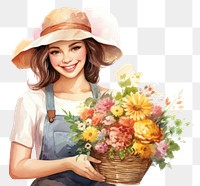 PNG Flower smiling holding basket. 