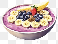 PNG Banana bowl blueberry fruit. 