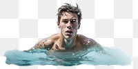 PNG Swimming portrait bathing swimmer. AI generated Image by rawpixel.