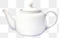 PNG Teapot porcelain white cup, digital paint illustration. AI generated image