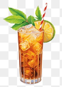 PNG Cocktail mojito drink fruit, digital paint illustration.