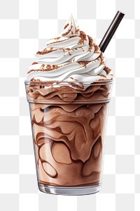 PNG Cream chocolate smoothie dessert, digital paint illustration.