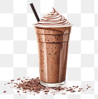 PNG Smoothie milkshake chocolate dessert, digital paint illustration.