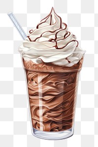 PNG Cream chocolate smoothie dessert, digital paint illustration.