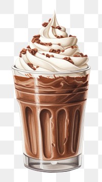 PNG Cream chocolate smoothie dessert, digital paint illustration. 