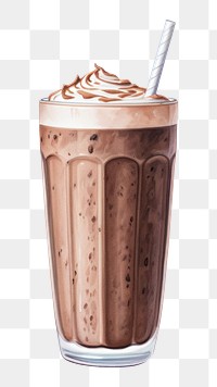 PNG Smoothie milkshake chocolate drink, digital paint illustration. 