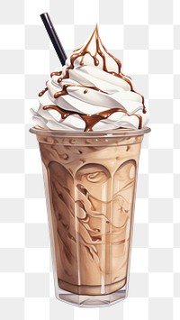 PNG Cream milk milkshake dessert, digital paint illustration. AI generated image