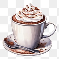 PNG Chocolate dessert coffee drink, digital paint illustration. 