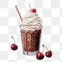 PNG Cream milkshake chocolate dessert, digital paint illustration. 