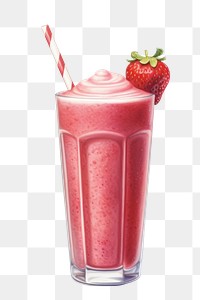 PNG Smoothie strawberry milkshake drink, digital paint illustration. 