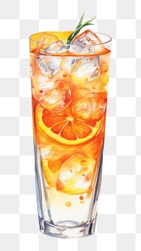 PNG Cocktail lemonade spritz fruit, digital paint illustration.