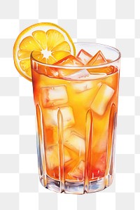 PNG Cocktail drink fruit juice, digital paint illustration. 